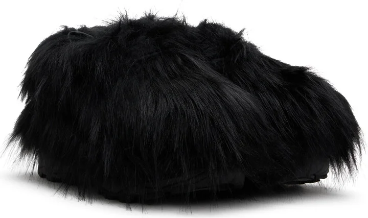sacai Black Faux-Fur Derbys - Image 4