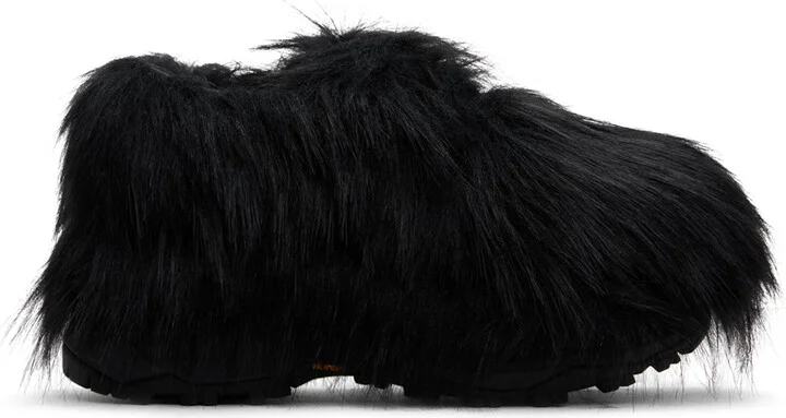 sacai Black Faux-Fur Derbys