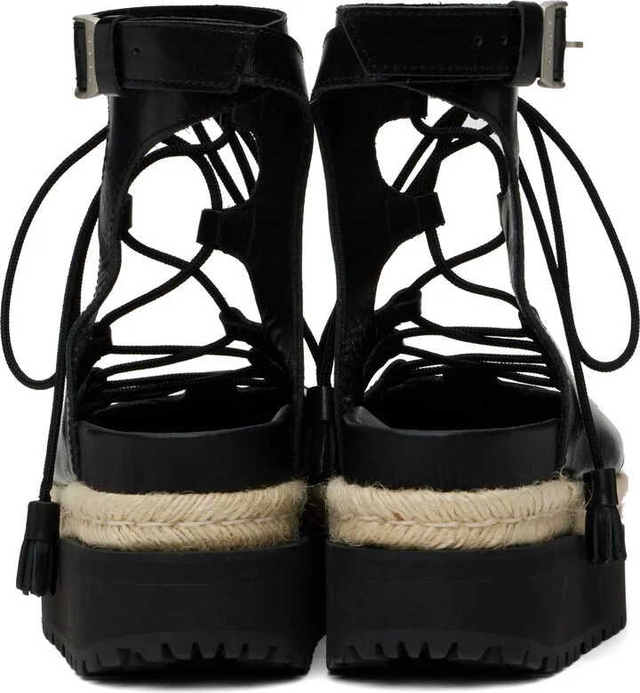 sacai Black Ghillie Heeled Sandals - Image 2