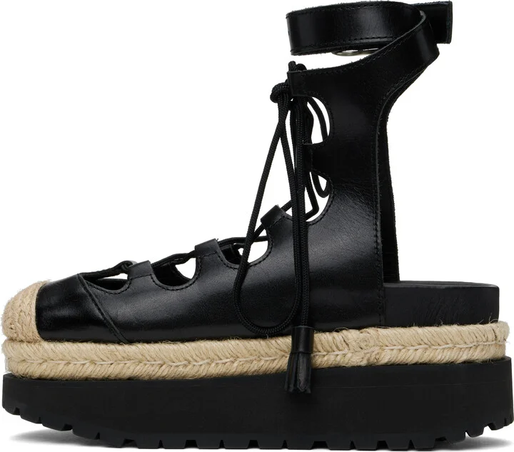 sacai Black Ghillie Heeled Sandals - Image 3