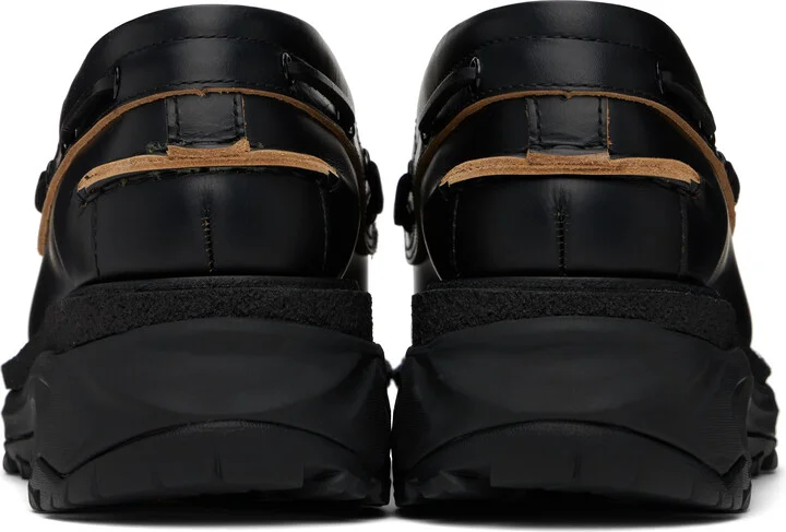 sacai Black Leather Boat Shoes - Image 2
