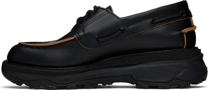 sacai Black Leather Boat Shoes - Image 3