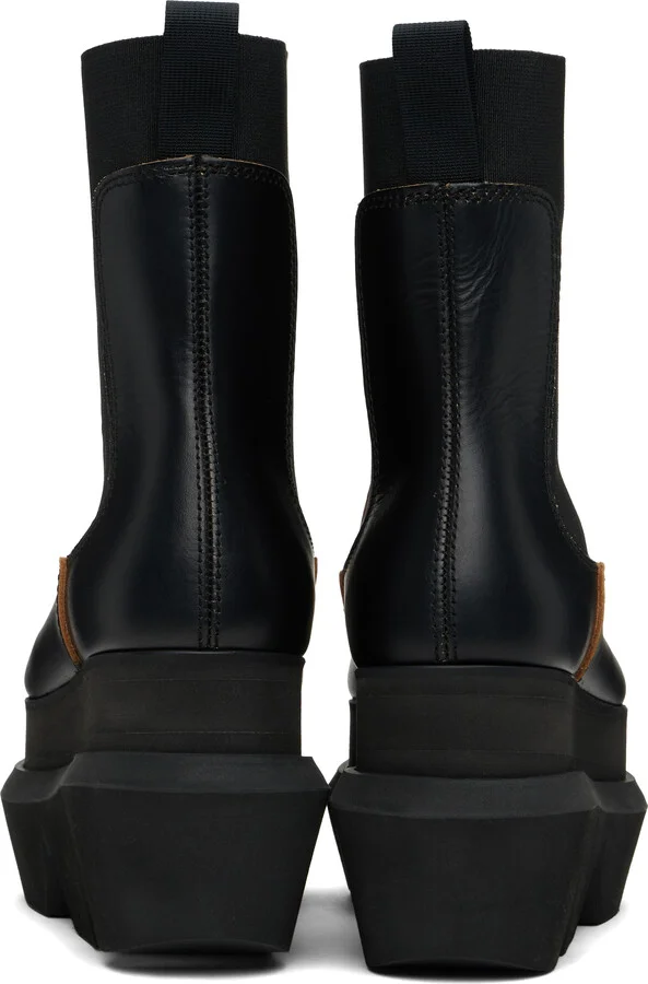 sacai Black Leather Chelsea Boots - Image 2