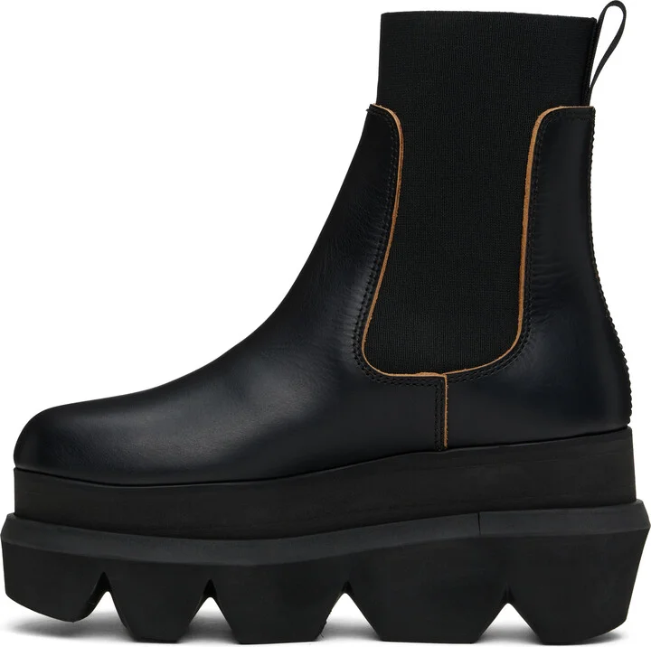 sacai Black Leather Chelsea Boots - Image 3