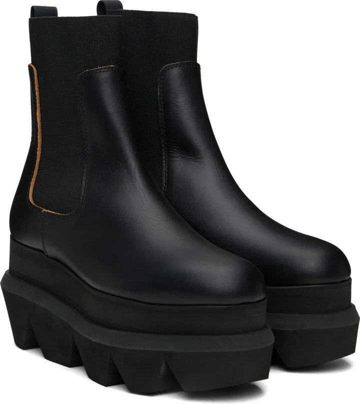 sacai Black Leather Chelsea Boots - Image 4