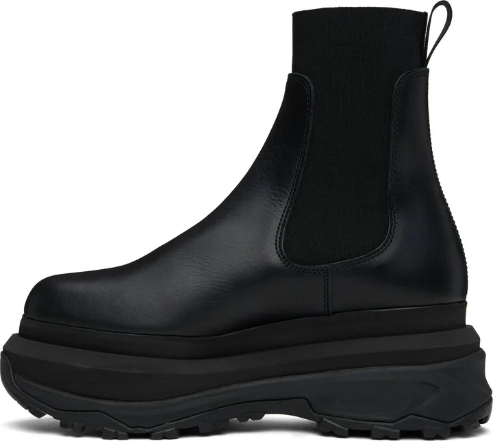 sacai Black Leather Chelsea Boots - Image 3