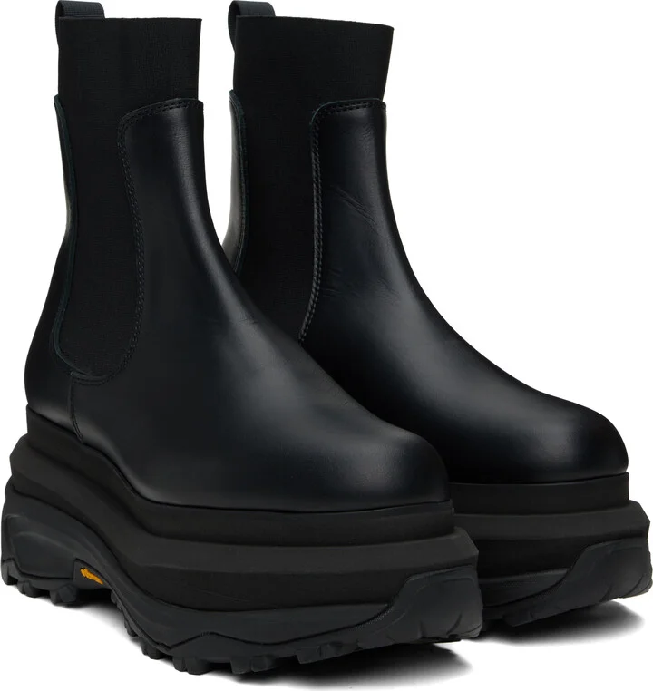 sacai Black Leather Chelsea Boots - Image 4