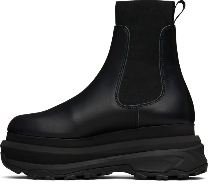 sacai Black Leather Chelsea Boots - Image 3