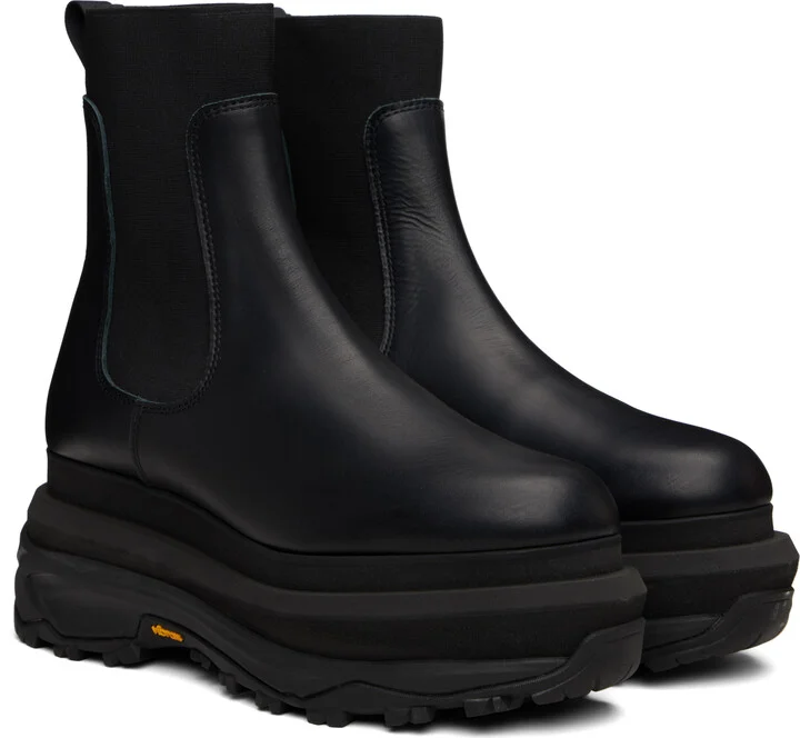 sacai Black Leather Chelsea Boots - Image 4