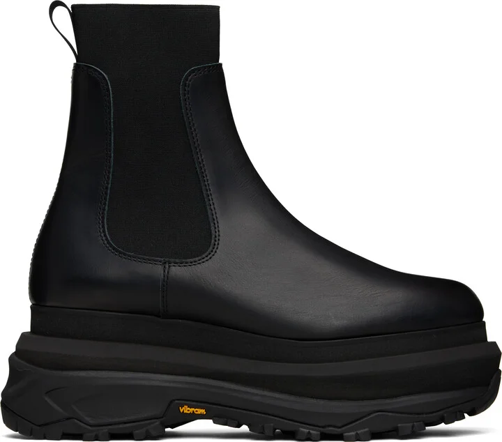 sacai Black Leather Chelsea Boots