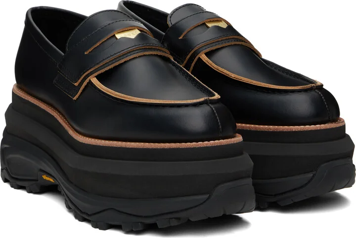 sacai Black Leather Loafers - Image 4