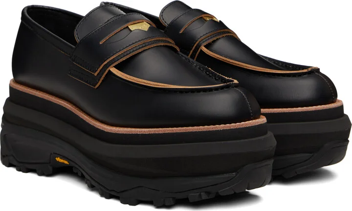 sacai Black Leather Loafers - Image 4