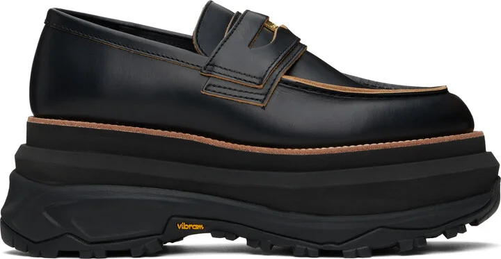 sacai Black Leather Loafers