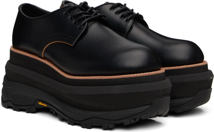sacai Black Leather Oxfords - Image 4