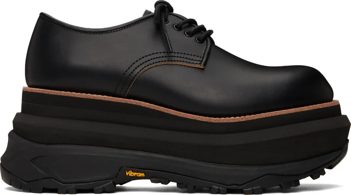 sacai Black Leather Oxfords