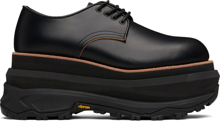 sacai Black Leather Oxfords