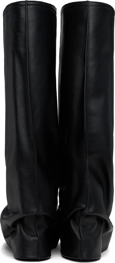 sacai Black Leather Pants Medium Tall Boots - Image 2