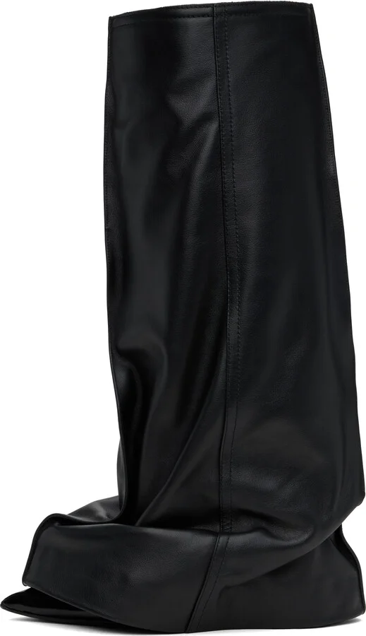 sacai Black Leather Pants Medium Tall Boots - Image 3