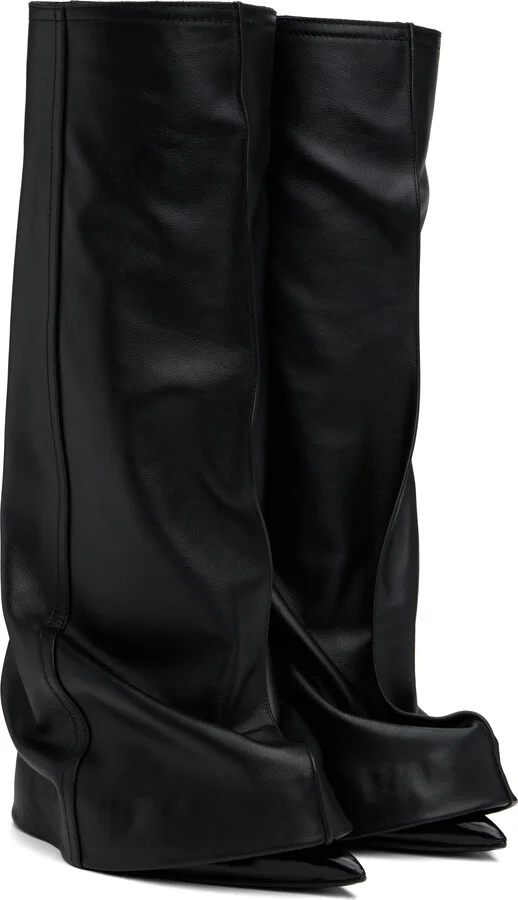 sacai Black Leather Pants Medium Tall Boots - Image 4