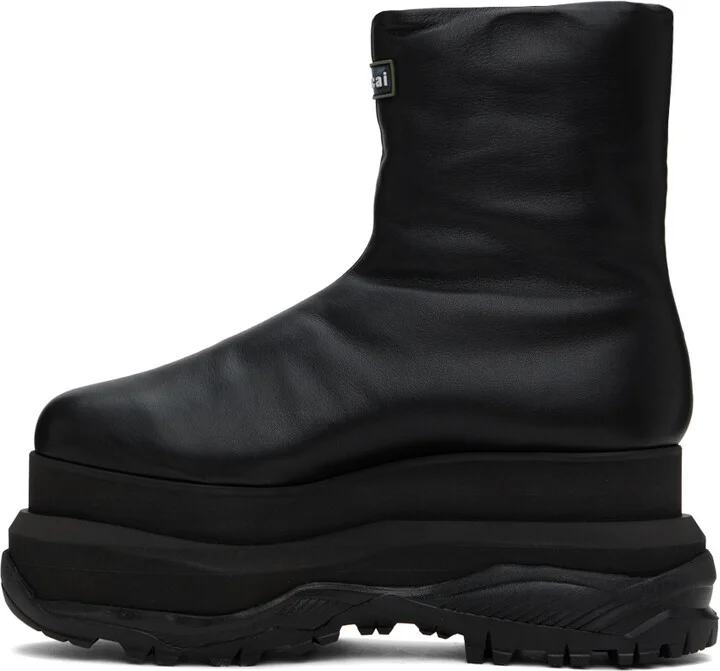 sacai Black Padded Wedge Boots - Image 3