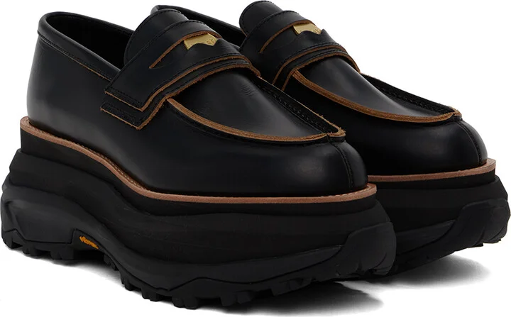 sacai Black Platform Loafers - Image 4