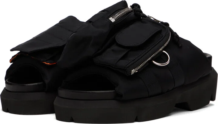 sacai Black Pocket Slides - Image 5
