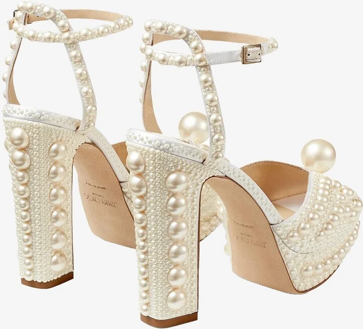 Sacaria 120 Pearl Embellished Satin Platform Sandals - Image 2