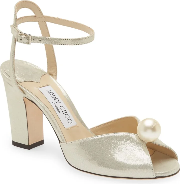 Sacaria Imitation Pearl Embellished Ankle Strap Sandal