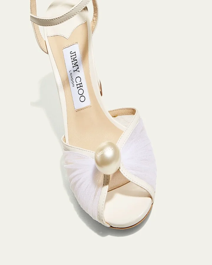 Sacaria Tulle Pearly Ankle-Strap Sandals - Image 5