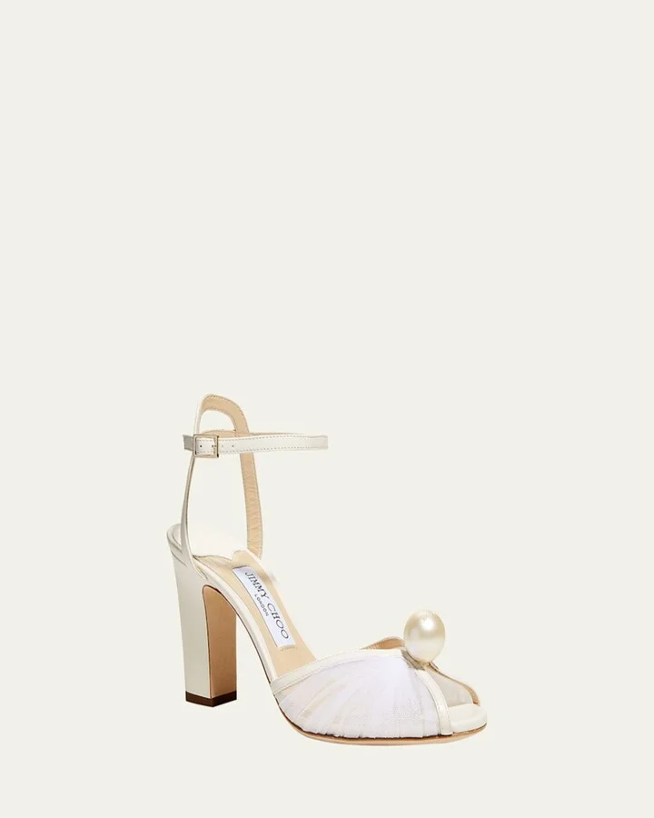 Sacaria Tulle Pearly Ankle-Strap Sandals - Image 8
