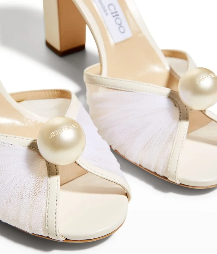 Sacaria Tulle Pearly Ankle-Strap Sandals - Image 5