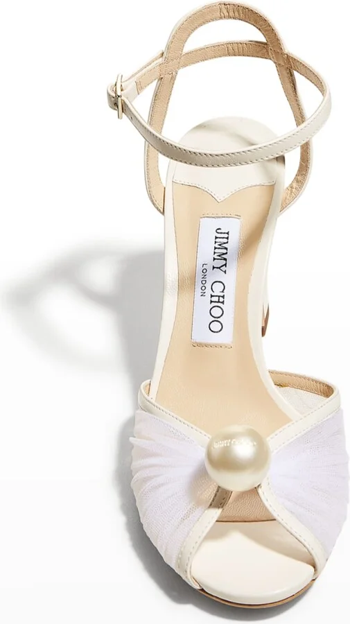 Sacaria Tulle Pearly Ankle-Strap Sandals - Image 7