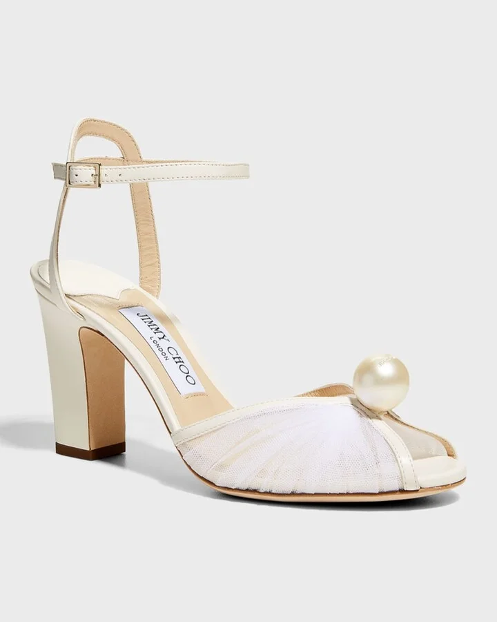 Sacaria Tulle Pearly Ankle-Strap Sandals - Image 8