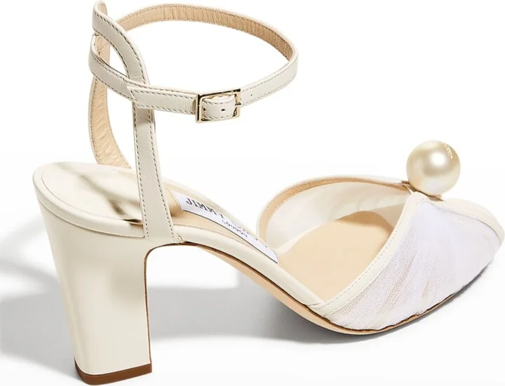 Sacaria Tulle Pearly Ankle-Strap Sandals - Image 9