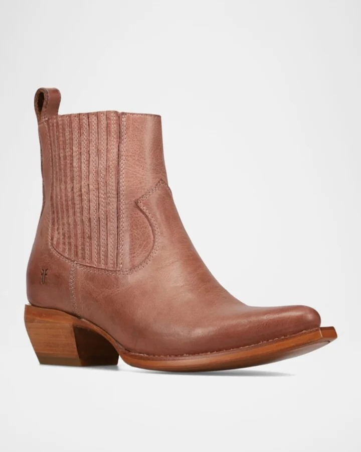 Sacha Leather Western Chelsea Booties - Image 2
