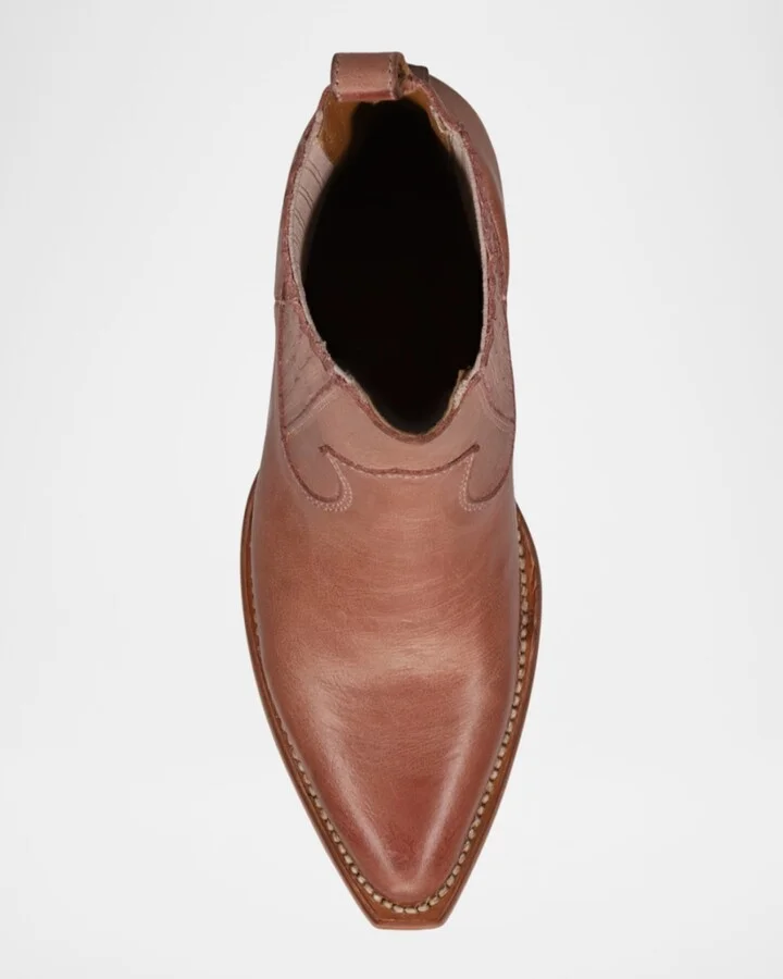 Sacha Leather Western Chelsea Booties - Image 3