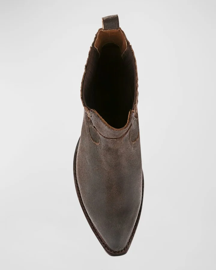 Sacha Leather Western Chelsea Booties - Image 3