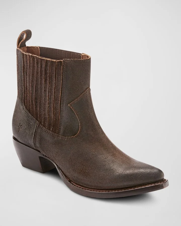 Sacha Leather Western Chelsea Booties - Image 5