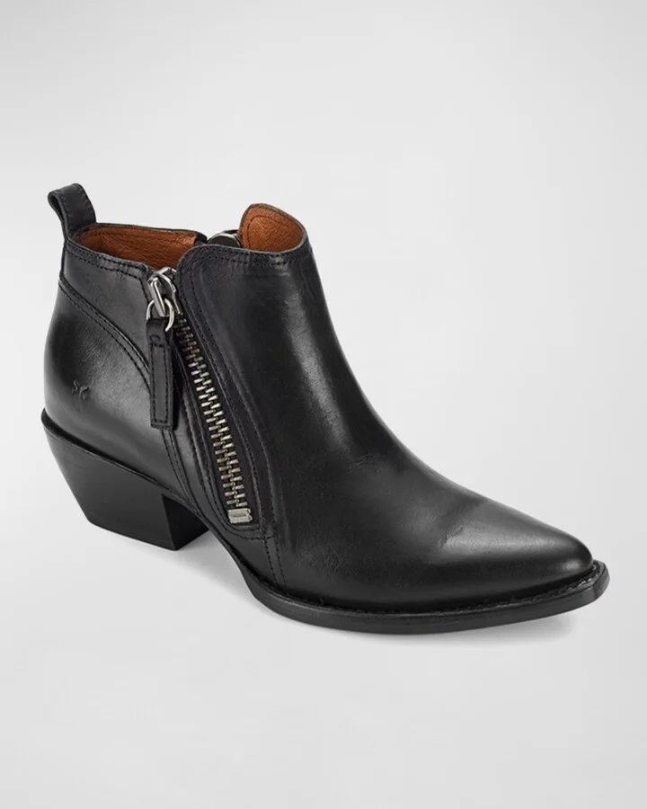 Sacha Rustic Dual-Zip Ankle Booties - Image 4