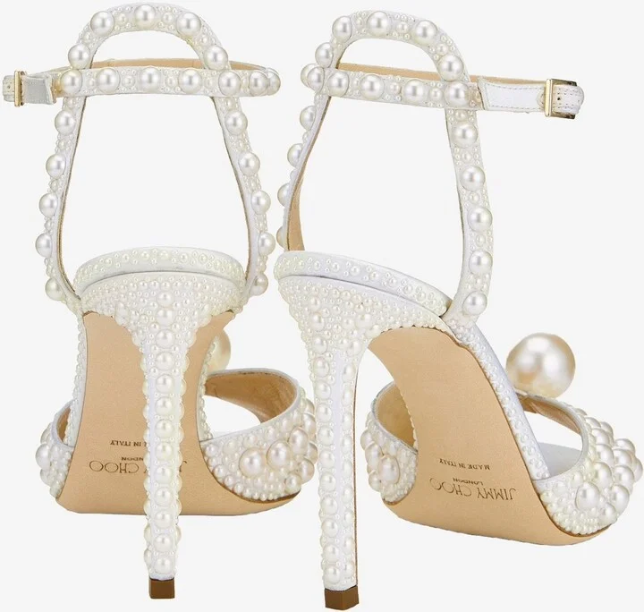 Sacora 100 All-Over Pearl Sandals in Satin - Image 2