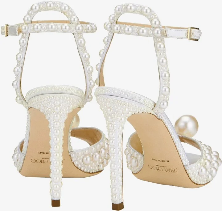 Sacora 100 Pearl-Embellished Satin Sandals - Image 2