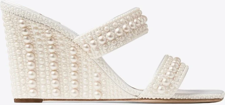 Sacoria 85 Pearl-Embellished Wedge Sandals