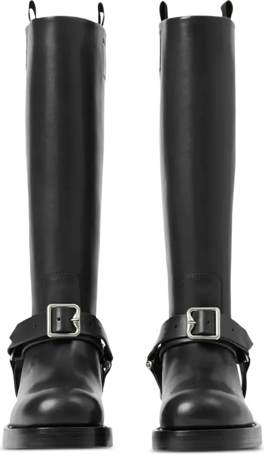 Saddle knee-high leather boots - Image 5