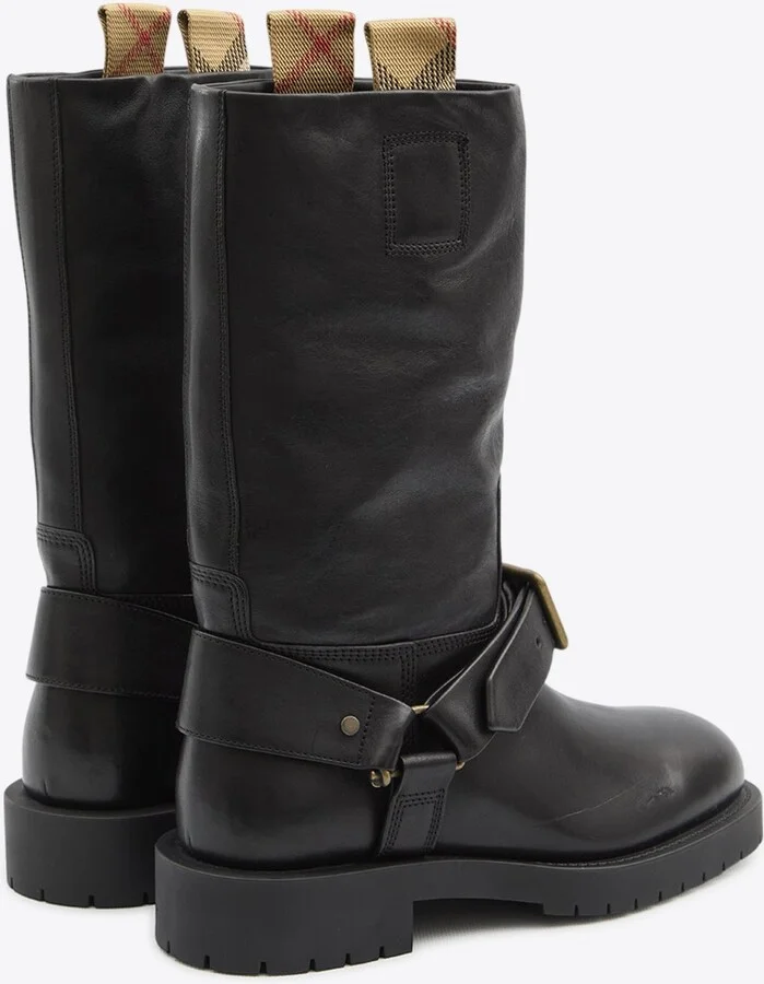 Saddle Mid-Calf Leather Boots - Image 2