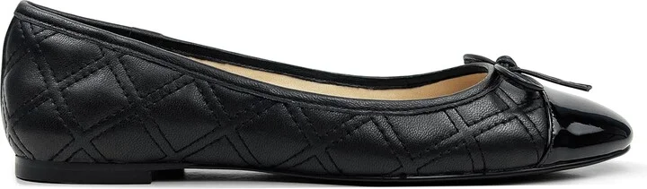 Sadie Quilted Ballet Flat in Black Leather
