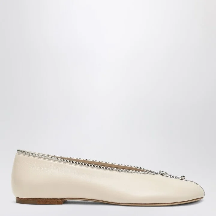 Sadler ballerina with light beige leather zip