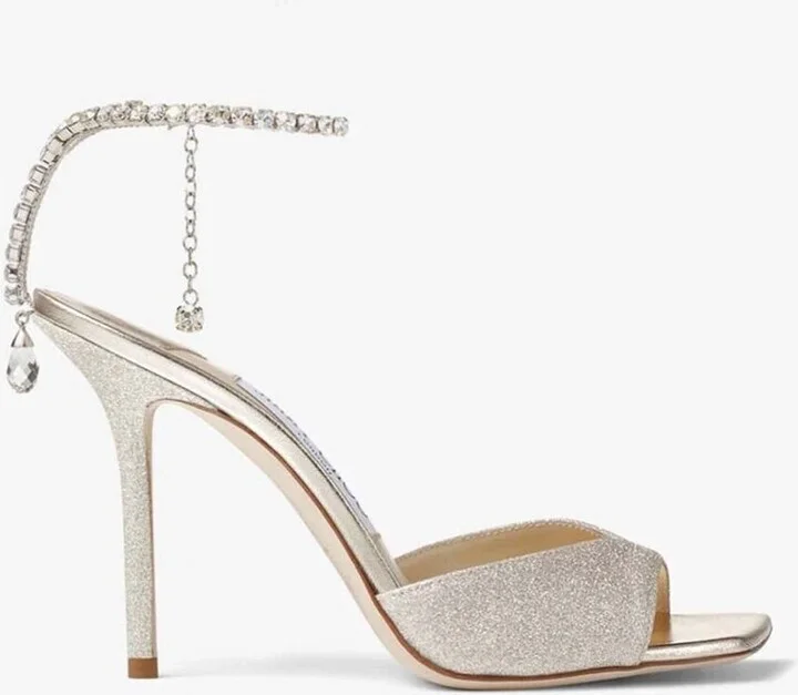 Saeda 100 Crystal-Embellished Glitter Sandals