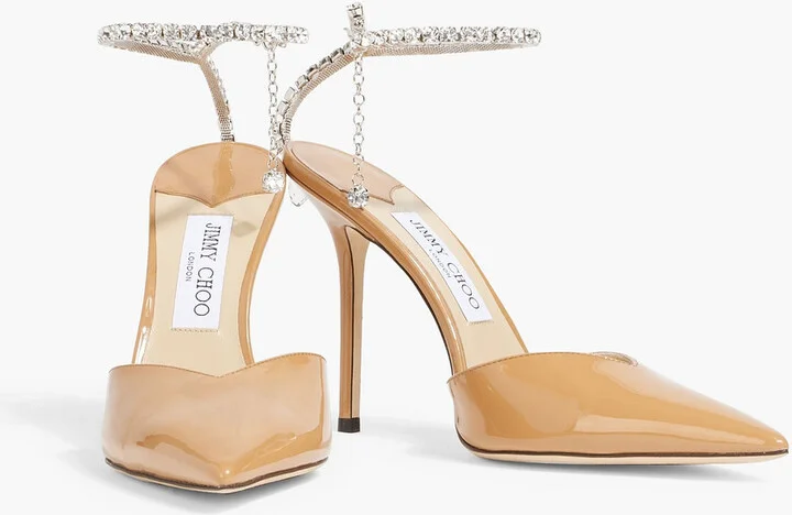 Saeda 100 crystal-embellished patent-leather pumps - Image 2