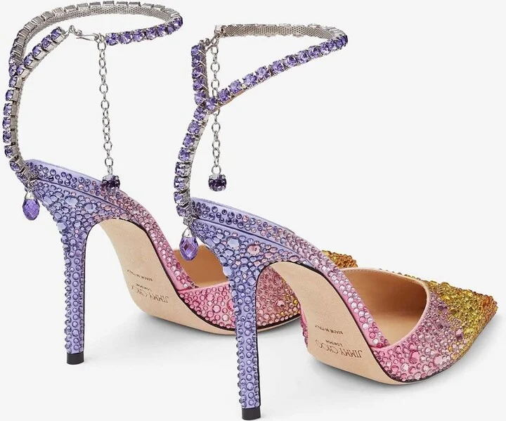 Saeda 100 Crystal-Embellished Satin Pumps - Image 2
