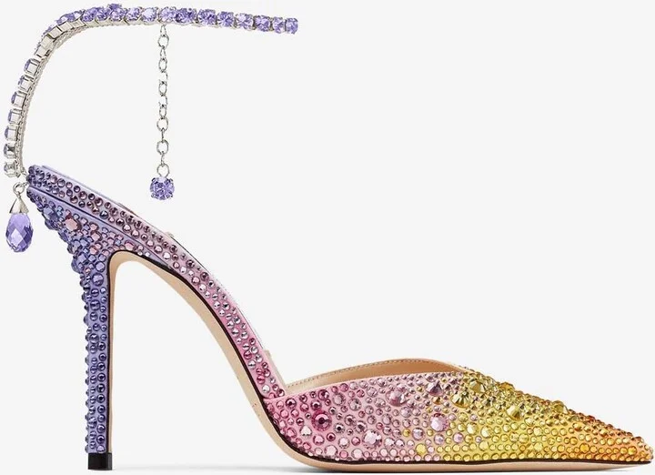 Saeda 100 Crystal-Embellished Satin Pumps